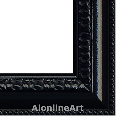 Alonline Art - בית עם עצים מאת פרנץ מארק | תמונה ממוסגרת שחורה מודפסת על בד כותנה, מחוברת ללוח הקצף | מוכן
